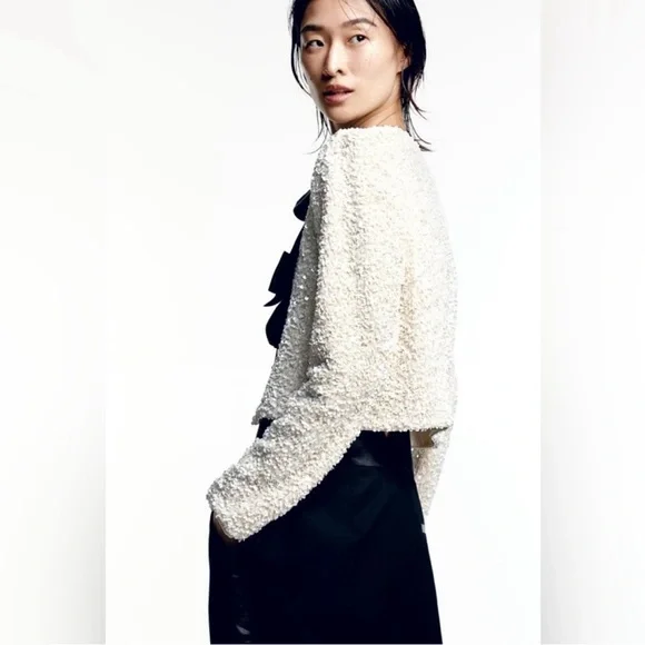 H&M Viral Sequin Bow Jacket / Top - Picture 2 of 6